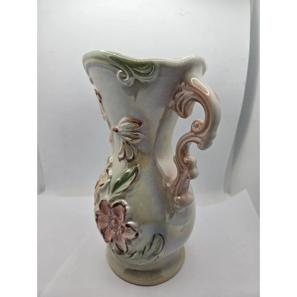 Lusterware Brazilian Vase Porcelain Double Handle Vintage French Country Cottage